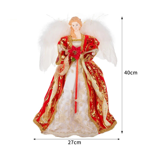 Feathered and Embellished Angel Christmas Figurines 15.75"