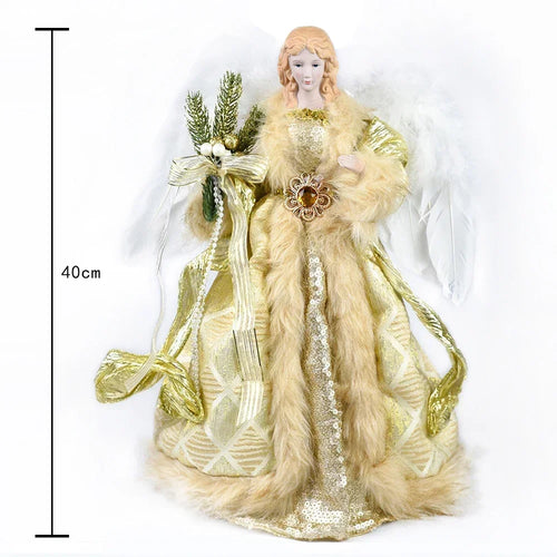 Feathered and Embellished Angel Christmas Figurines 15.75"