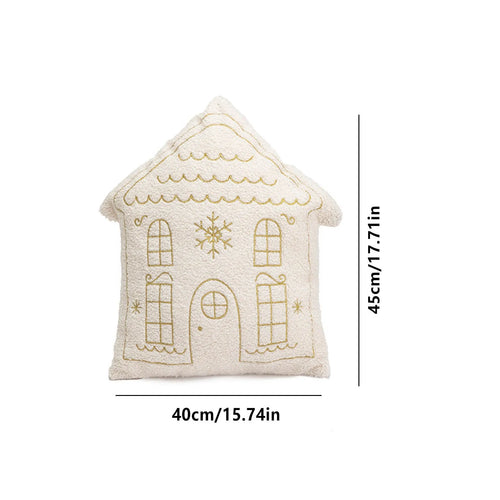 Gingerbread House Gold Embroidered Full Pillow