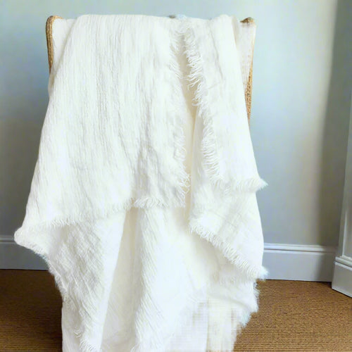 Washed French Linen Pure Flax Summer Throw Blanket - The Finishing Touch Decor