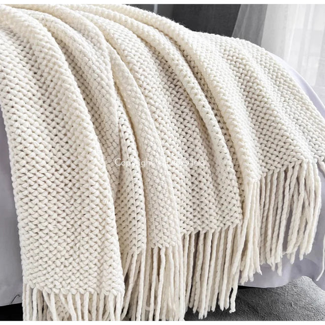 Soft Rust Orange Woven Throw Blanket with Tassels - The Finishing Touch Decor