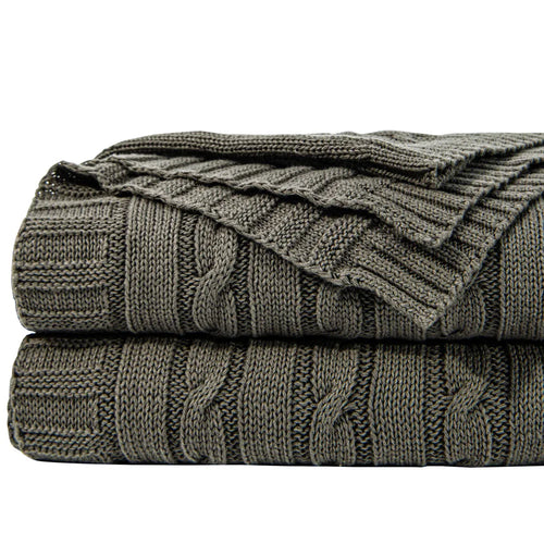 Egyptian 100% Cotton Soft Cable Knit Throw Blanket - The Finishing Touch Decor