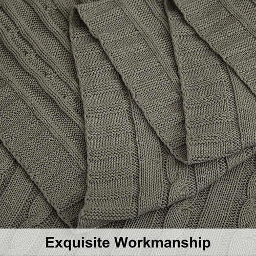 Egyptian 100% Cotton Soft Cable Knit Throw Blanket - The Finishing Touch Decor