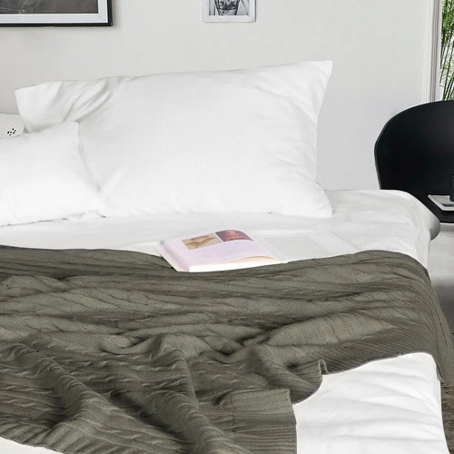 Egyptian 100% Cotton Soft Cable Knit Throw Blanket - The Finishing Touch Decor