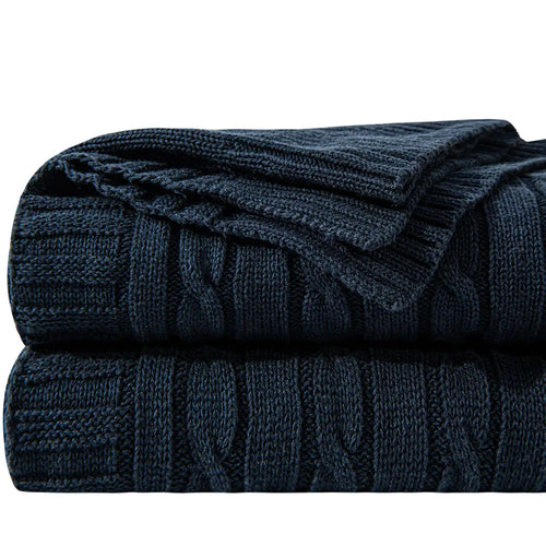 Egyptian 100% Cotton Soft Cable Knit Throw Blanket - The Finishing Touch Decor