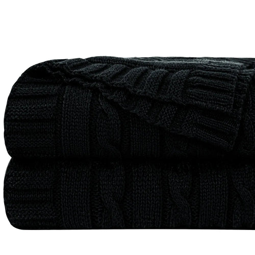 Egyptian 100% Cotton Soft Cable Knit Throw Blanket - The Finishing Touch Decor