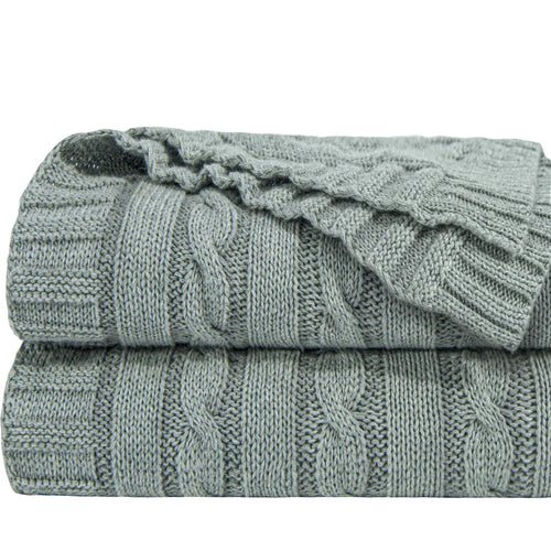 Egyptian 100% Cotton Soft Cable Knit Throw Blanket - The Finishing Touch Decor