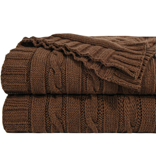 Egyptian 100% Cotton Soft Cable Knit Throw Blanket - The Finishing Touch Decor