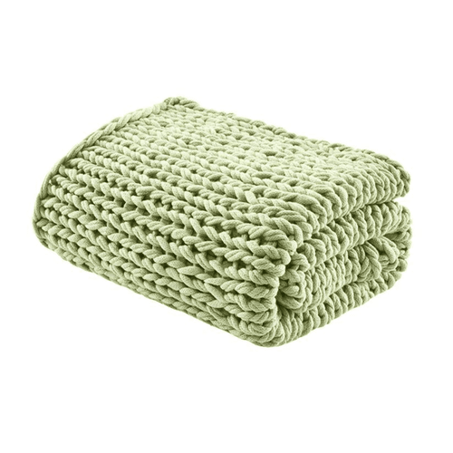 Chunky Knit Handmade Green Throw Blanket - The Finishing Touch Decor