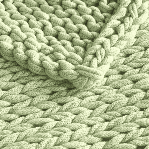 Chunky Knit Handmade Green Throw Blanket - The Finishing Touch Decor