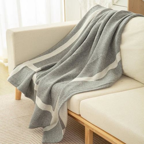 Cashmere Wool H Stripe Pattern Throw Blanket - King - The Finishing Touch Decor