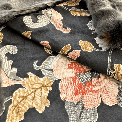 Faux Fur Grey Handmade Floral Lined Luxury Throw - The Finishing Touch Decor