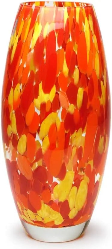 Colorful glass vase with confetti effect, hand blown Murano style art glass, used for flowers and room decoration - The Finishing Touch Decor