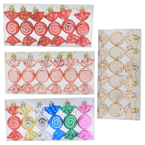 Metallic Candy Christmas Tree Ornaments - 6pcs