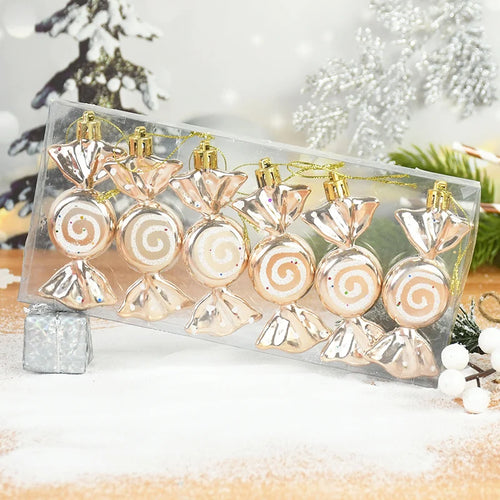 Metallic Candy Christmas Tree Ornaments - 6pcs