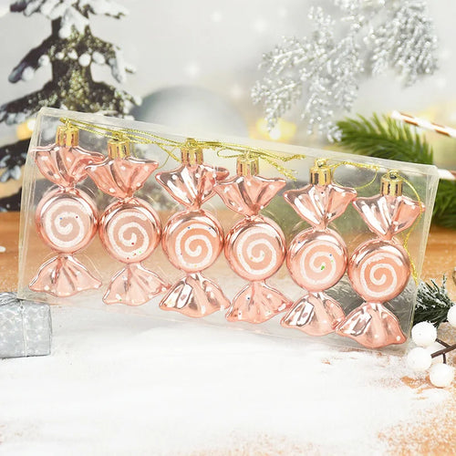 Metallic Candy Christmas Tree Ornaments - 6pcs