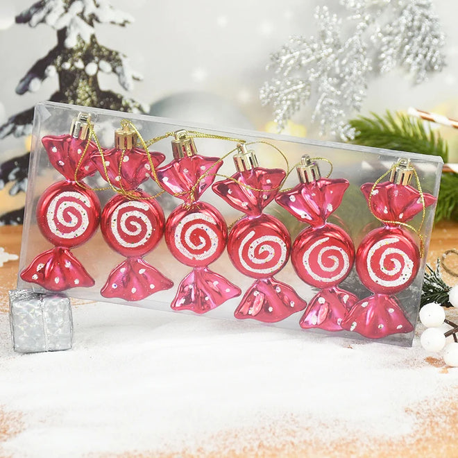 Metallic Candy Christmas Tree Ornaments - 6pcs