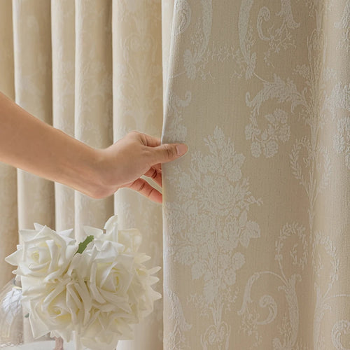 Thickened French Cream Apricot Chenille Window Curtain - The Finishing Touch Decor