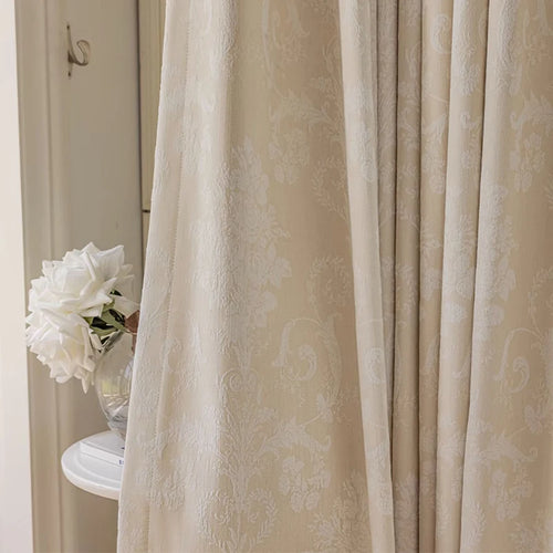 Thickened French Cream Apricot Chenille Window Curtain - The Finishing Touch Decor
