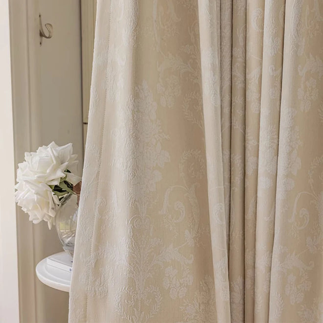 Thickened French Cream Apricot Chenille Window Curtain - The Finishing Touch Decor