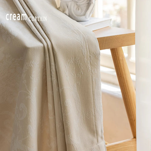 Thickened French Cream Apricot Chenille Window Curtain - The Finishing Touch Decor