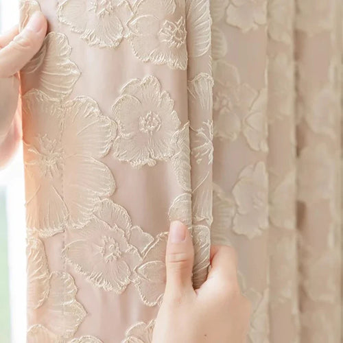 Blue Gold Embossed Flower Jacquard Grommet Curtains - The Finishing Touch Decor