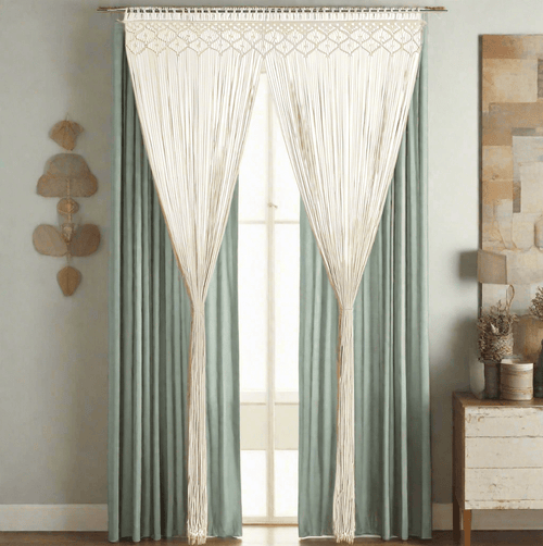 Beige Boho Large String Macrame Door Curtain - The Finishing Touch Decor
