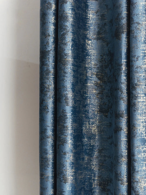 Luxury Bronzed Dark Blue Modern Shiny Window Curtains - The Finishing Touch Decor