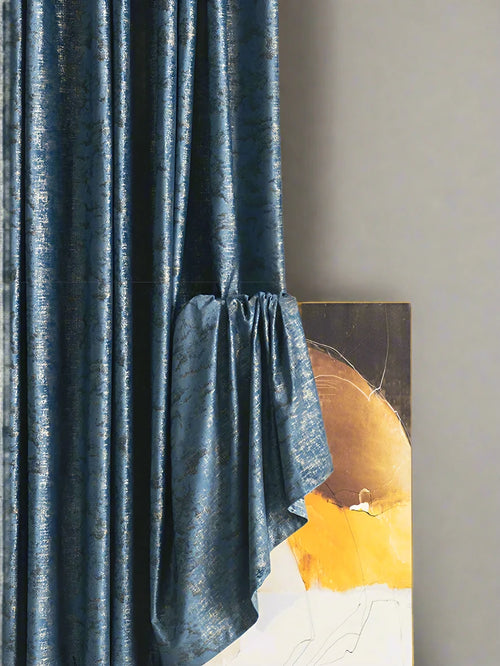 Luxury Bronzed Dark Blue Modern Shiny Window Curtains - The Finishing Touch Decor
