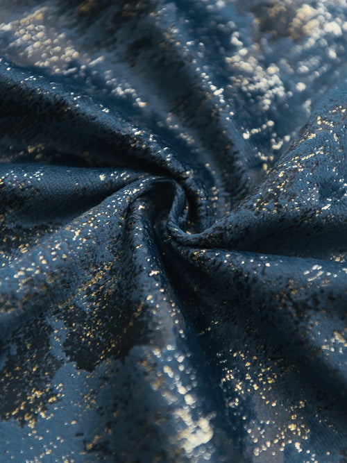 Luxury Bronzed Dark Blue Modern Shiny Window Curtains - The Finishing Touch Decor