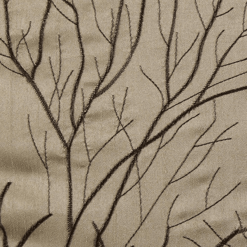 Embroidered Branch Beige Lined Faux Silk Curtains Panel - The Finishing Touch Decor
