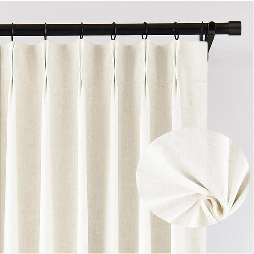 Linen Blend Full Blackout Pinch Pleated Curtains - The Finishing Touch Decor