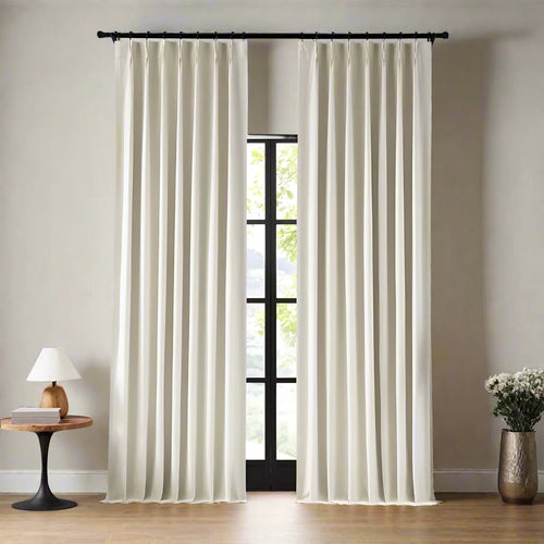 Linen Blend Full Blackout Pinch Pleated Curtains - The Finishing Touch Decor