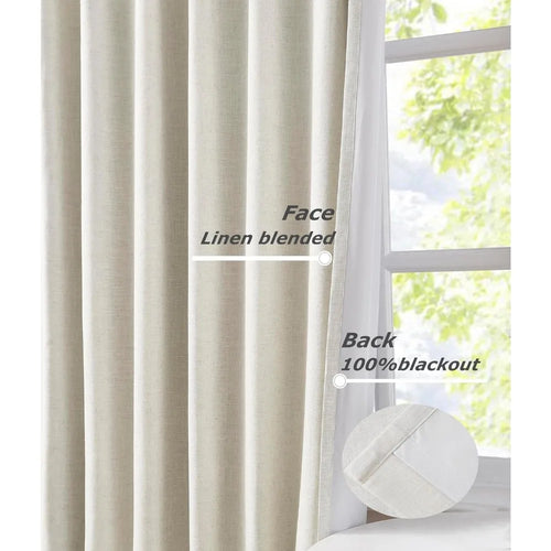 Linen Blend Full Blackout Pinch Pleated Curtains - The Finishing Touch Decor