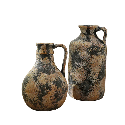 Earthenware Wabi Sabi Distressed Rustic Milk Jug Vase - The Finishing Touch Decor