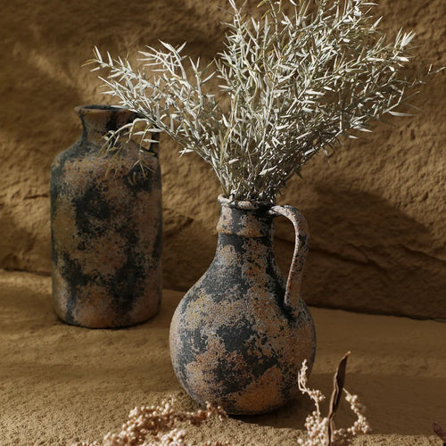 Earthenware Wabi Sabi Distressed Rustic Milk Jug Vase - The Finishing Touch Decor
