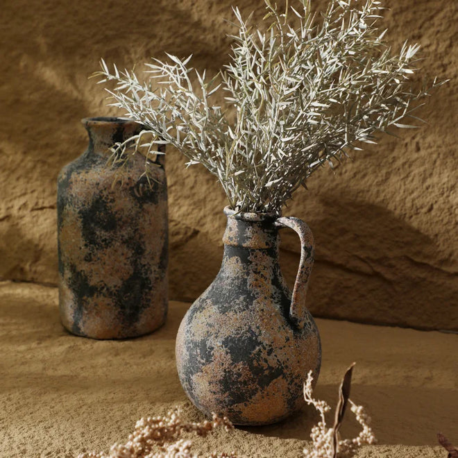 Earthenware Wabi Sabi Distressed Rustic Milk Jug Vase - The Finishing Touch Decor