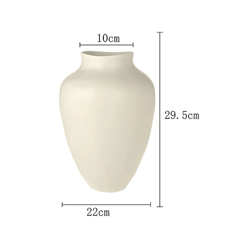 Smooth French ceramic Japanese-style decorative vase in white and black, 40.5cm tall with elegant curved design.