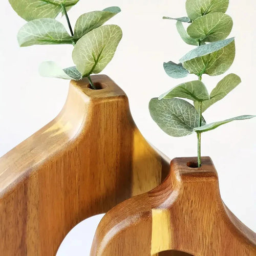 Set Of 2 Scandinavian Style Irregular Wooden Vases - The Finishing Touch Decor