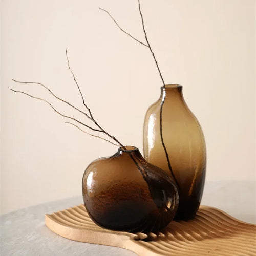 Irregular Small Mouth Hammered Glass Vase - The Finishing Touch Decor