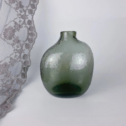 Irregular Small Mouth Hammered Glass Vase - The Finishing Touch Decor