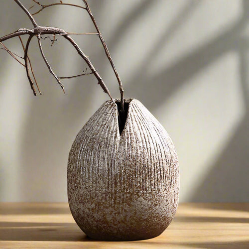Ceramic Cave Stone Textured Acorn Vase - The Finishing Touch Decor