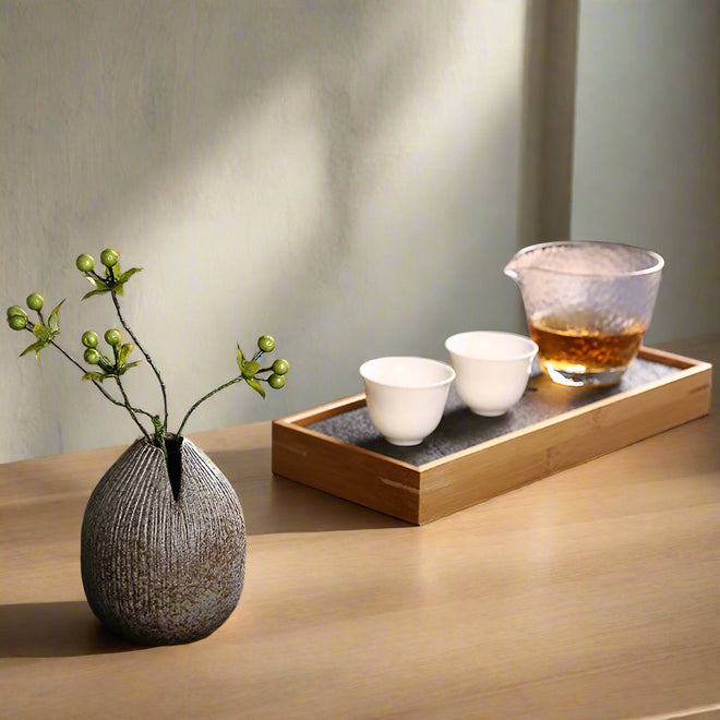 Ceramic Cave Stone Textured Acorn Vase - The Finishing Touch Decor