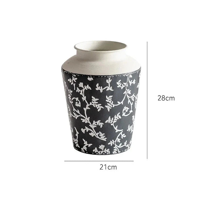 Farmhouse Rustic Etched Iron Floral Pattern Vases - The Finishing Touch Decor