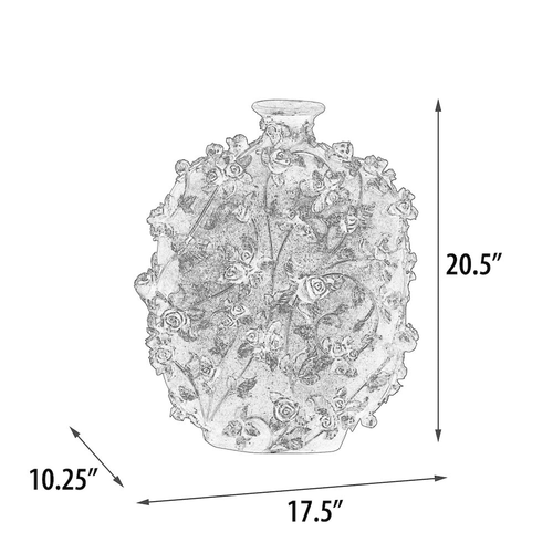 Golden Tea Rose and Vine Garden Jar Vase 20in - The Finishing Touch Decor