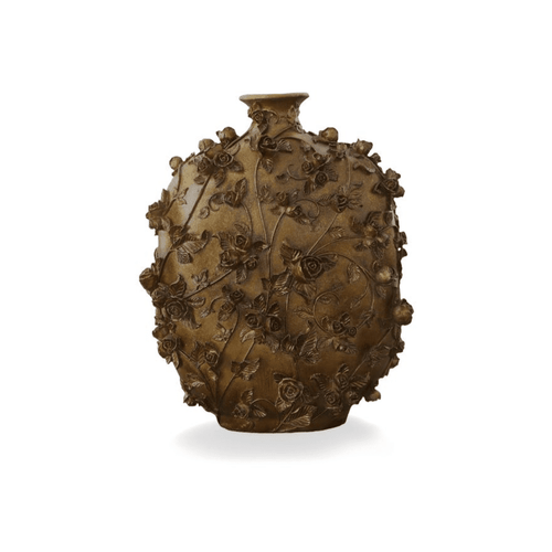 Golden Tea Rose and Vine Garden Jar Vase 20in - The Finishing Touch Decor