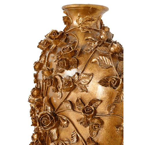 Golden Tea Rose and Vine Garden Jar Vase 20in - The Finishing Touch Decor