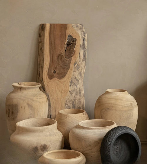 Wabi-sabi Seamless Solid Camphor Wood Large Vase - The Finishing Touch Decor