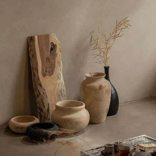 Wabi-sabi Seamless Solid Camphor Wood Large Vase - The Finishing Touch Decor