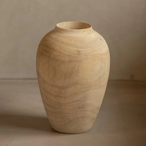 Wabi-sabi Seamless Solid Camphor Wood Large Vase - The Finishing Touch Decor
